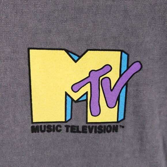 American Eagle MTV T Shirt Mens Small Gray Retro Wash Graphic Crew Neck Tee - Picture 3 of 6